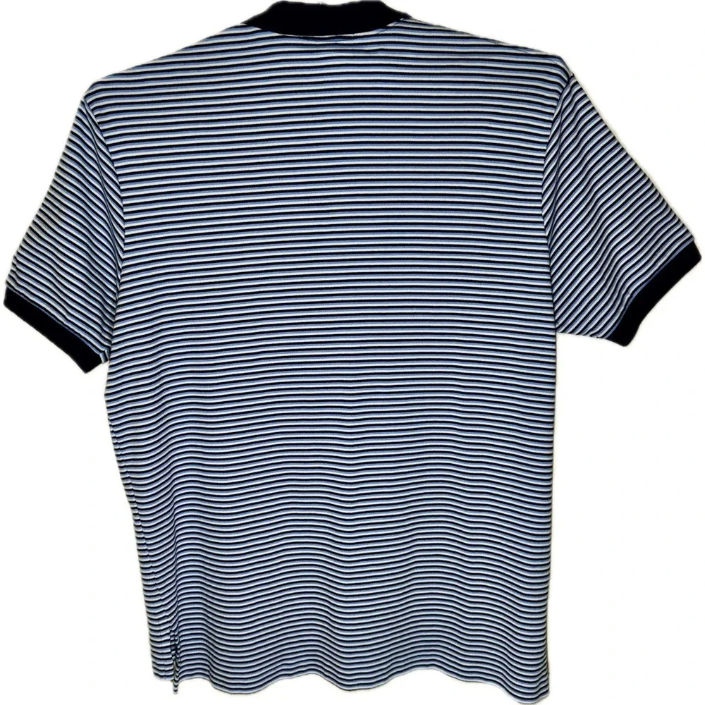 VTG 90s Polo Ralph Lauren Knit Shirt XXL Baby Blue Navy White Stripe Orange Pony